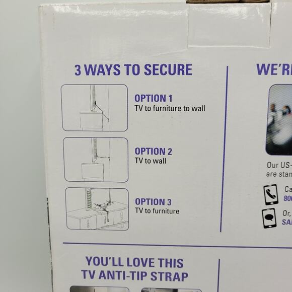 NIB Sanus TV Antitip Strap for up to 70" TV #A701-B1 - Picture 4 of 6